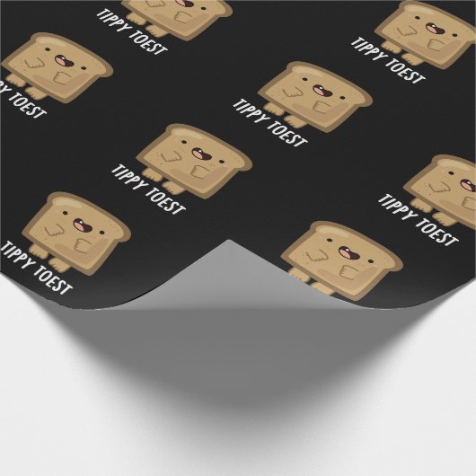 Tippy Toest Funny Tippy Toast Pun Dark BG Cadeaupapier (Hoek)