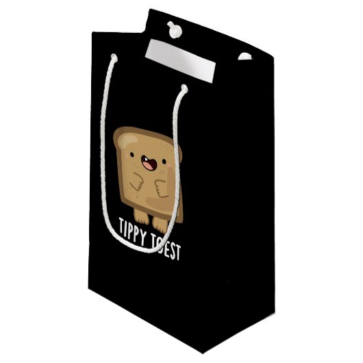 Tippy Toest Funny Tippy Toast Pun Dark BG Klein Cadeauzakje (Voorkant Gekanteld)