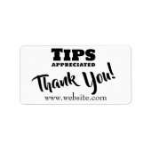 Tips Appreciated Cash Gratuities Jar Website Link Etiket (Voorkant)