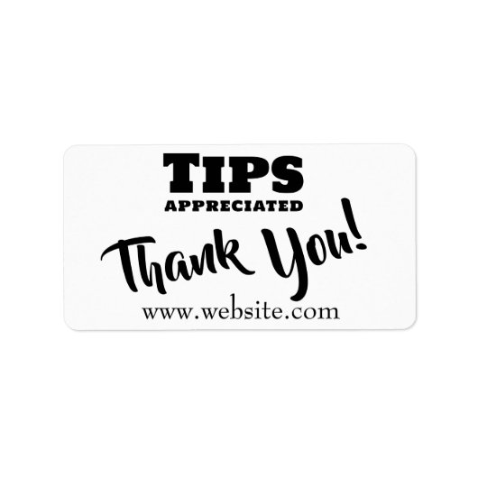 Tips Appreciated Cash Gratuities Jar Website Link Etiket (Voorkant)