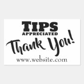 Tips Appreciated Cash Gratuities Jar Website Link Rechthoekige Sticker (Voorkant)