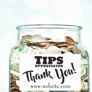 Tips Appreciated Cash Gratuities Jar Website Link Rechthoekige Sticker