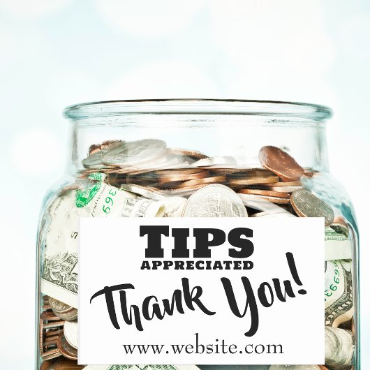 Tips Appreciated Cash Gratuities Jar Website Link Rechthoekige Sticker