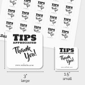 Tips Appreciated Cash Gratuities Jar Website Link Vierkante Sticker