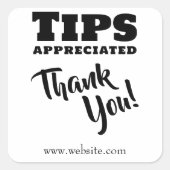 Tips Appreciated Cash Gratuities Jar Website Link Vierkante Sticker (Voorkant)