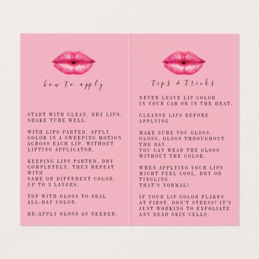 Tips en tricks Lipsense Distributor Visitekaartje (Binnenkant ongevouwen)