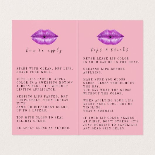 Tips en tricks Lipsense Distributor Visitekaartje (Binnenkant ongevouwen)