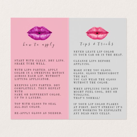 Tips en tricks Lipsense Distributor Visitekaartje (Binnenkant ongevouwen)