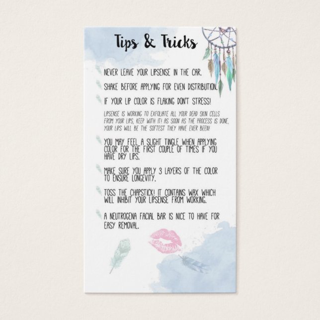 Tips en trucs Lip sense Boho Visitekaartje (Voorkant)