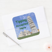 Tips geaccepteerd hier - tippotje vierkante sticker (Envelop)