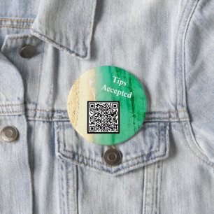 Tips geaccepteerde aangepaste QR Code Beach foto Ronde Button 7,6 Cm