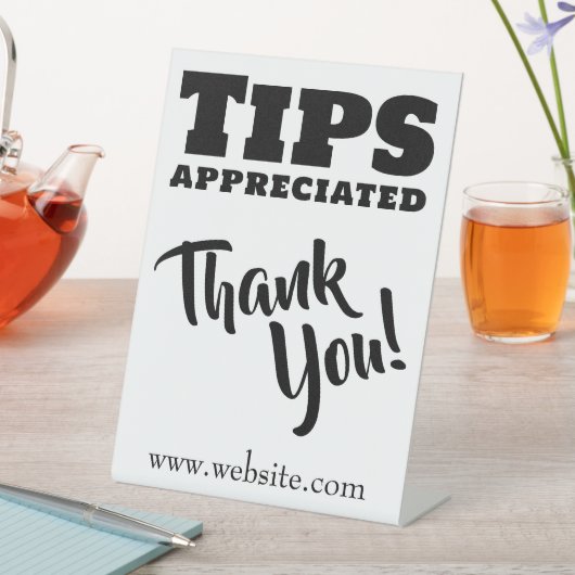 Tips Geschatte Cash Gratuities Website Link Reclamebord Met Voetstuk (Insitu)