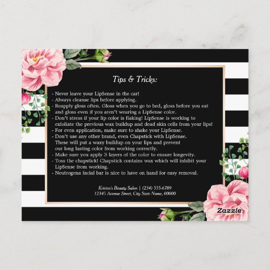 Tips voor het opheffen van contactlenzen | Roze Fl Briefkaart (Achterkant)