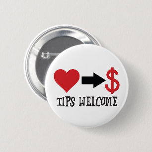 Tips Welkom met hart, pijl, dollarteken Ronde Button 5,7 Cm