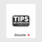 Tips worden gewaardeerd Dank u Sticker (Vel)
