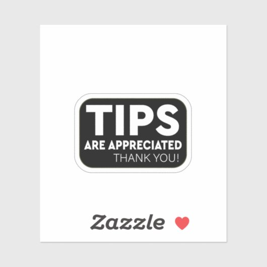Tips worden gewaardeerd Dank u Sticker (Vel)