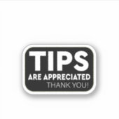 Tips worden gewaardeerd Dank u Sticker (Voorkant)