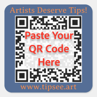 TipSee Member Custom QR sticker, blue background,  Vierkante Sticker