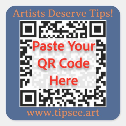 TipSee Member Custom QR sticker, blue background,  Vierkante Sticker (Voorkant)