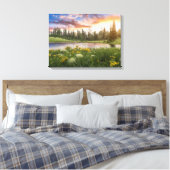 Tipsoo Lake of Mt. Rainier Canvas Afdruk (Insitu (Slaapkamer))