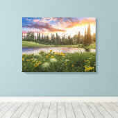 Tipsoo Lake of Mt. Rainier Canvas Afdruk (Insitu (Houten vloer))