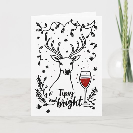 Tipsy and Bright Deer Feestdagen Kaart (Voorkant)