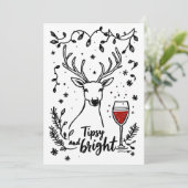 Tipsy and Bright Deer Feestdagenkaart (Staand voorkant)