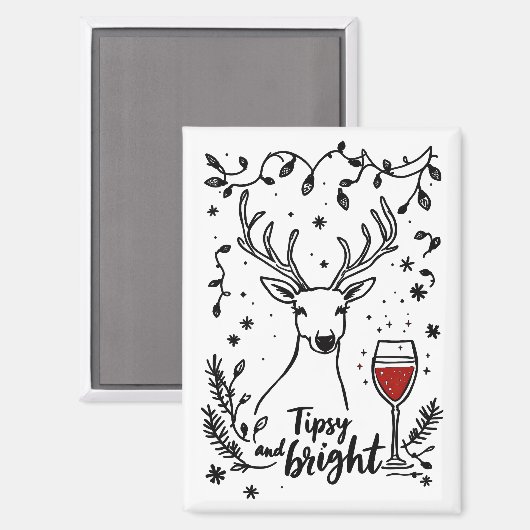 Tipsy and Bright Deer  Magneet (Voorkant / Achterkant)