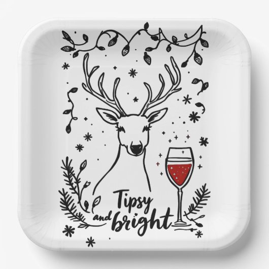 Tipsy and Bright Deer Papieren Bordje (Voorkant)