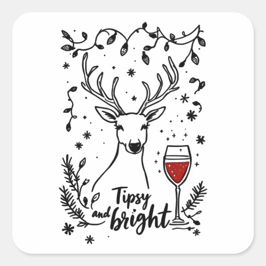 Tipsy and Bright Deer  Vierkante Sticker (Voorkant)