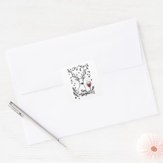 Tipsy and Bright Deer  Vierkante Sticker (Envelop)