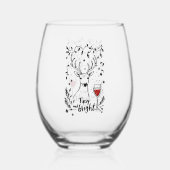 Tipsy and Bright Deer  Wijnglas Zonder Voet (Voorkant)