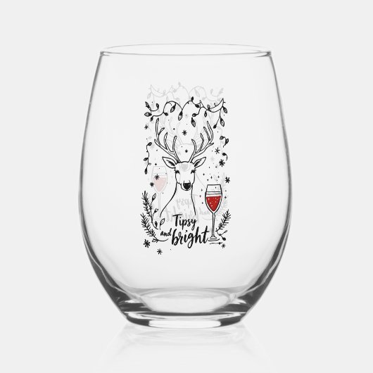 Tipsy and Bright Deer  Wijnglas Zonder Voet (Voorkant)