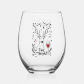 Tipsy and Bright Deer  Wijnglas Zonder Voet (Achterkant)