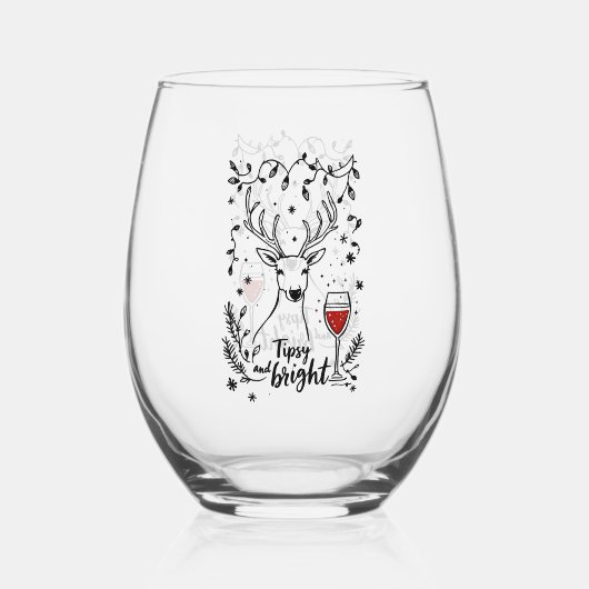 Tipsy and Bright Deer  Wijnglas Zonder Voet (Achterkant)