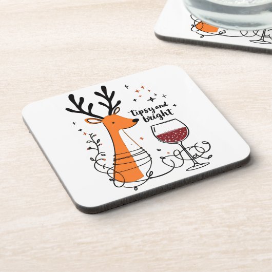 Tipsy and Bright Reindeer Bier Onderzetter (Linkerzijde)