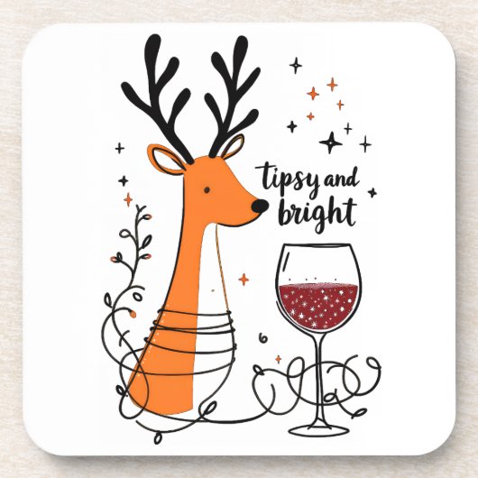 Tipsy and Bright Reindeer  Bier Onderzetter (Voorkant)