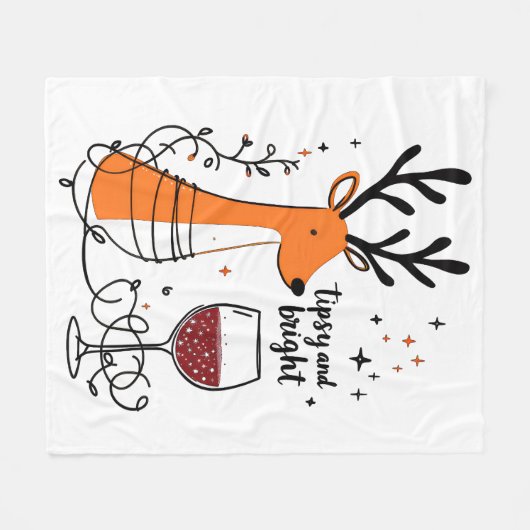 Tipsy and Bright Reindeer Fleece Deken (Voorkant (Horizontaal))