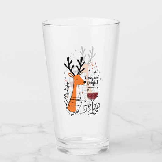 Tipsy and Bright Reindeer  Glas (Achterkant)