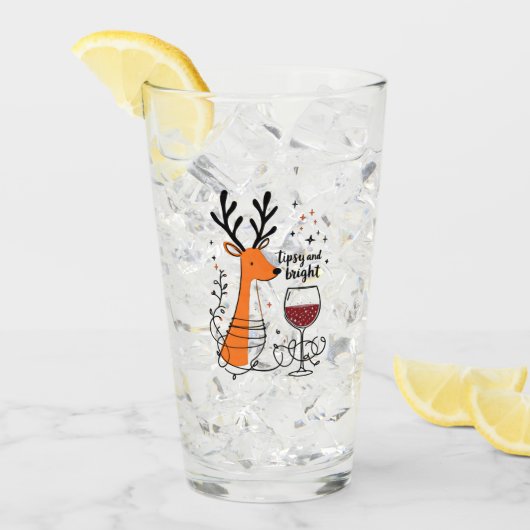 Tipsy and Bright Reindeer Glas (Voorkant ijs)