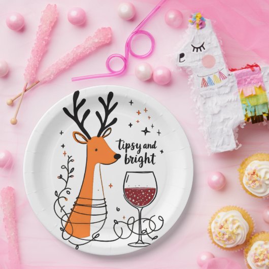 Tipsy and Bright Reindeer Papieren Bordje (Feest)