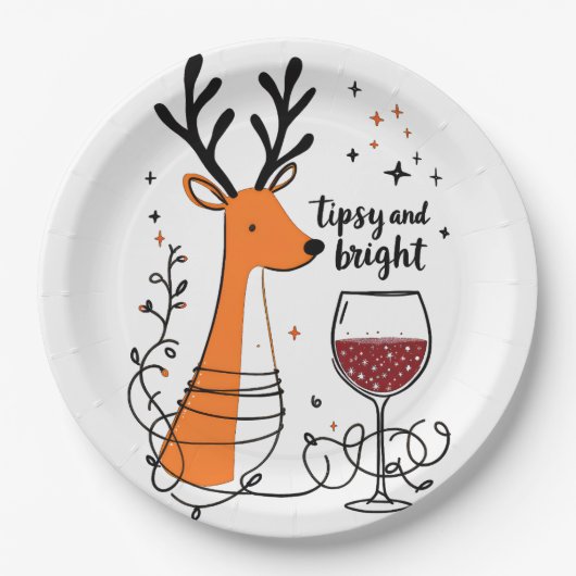 Tipsy and Bright Reindeer Papieren Bordje (Voorkant)