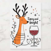 Tipsy and Bright Reindeer Wijn Etiket (Enkel label)