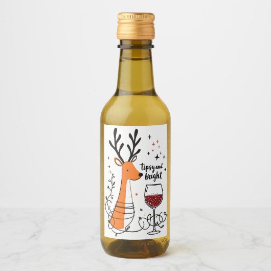 Tipsy and Bright Reindeer  Wijn Etiket (Voorkant)