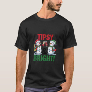 Tipsy Bright Wijn Kerstmis Matching Familie Christ T-shirt