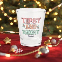 Tipsy en heldere retro gepersonaliseerde kerst shot glas