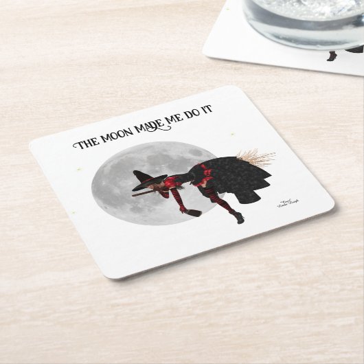 Tipsy heks op Onderzetter van vliegend banketpapie (Schuin)