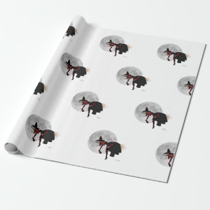 Tipsy heks op vliegend banketpapier cadeaupapier