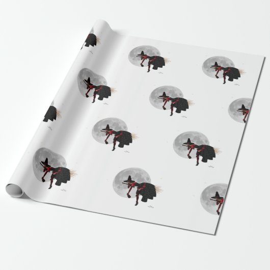 Tipsy heks op vliegend banketpapier cadeaupapier (Uitgerold)