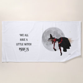 Tipsy heks op vliegende bezem strandlaken